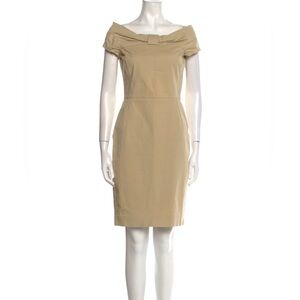 Red Valentino off-the-shoulder Bow Sheath Dress Tan Size 8